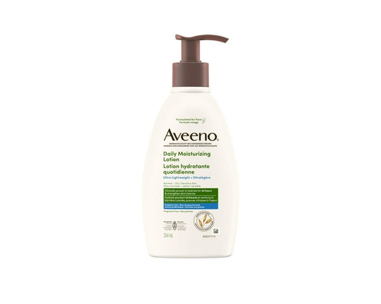 Aveeno Daily Moisturizing Lotion Ultra Lightweight, Prebiotic Oat, Fragrance-Free, Paraben-Free, Formulated for face, 354 mL - 354ml