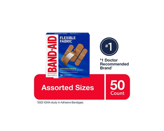 Band-Aid Brand Flexible Fabric Adhesive Bandages for Minor Wound Care, Assorted Sizes - One Size