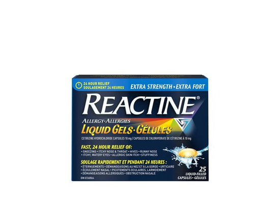 Reactine Extra Strength Antihistamine Liquid Gel - 10mg Cetirizine Hydrochloride - 24 Hour Allergy Medicine, 25 Count