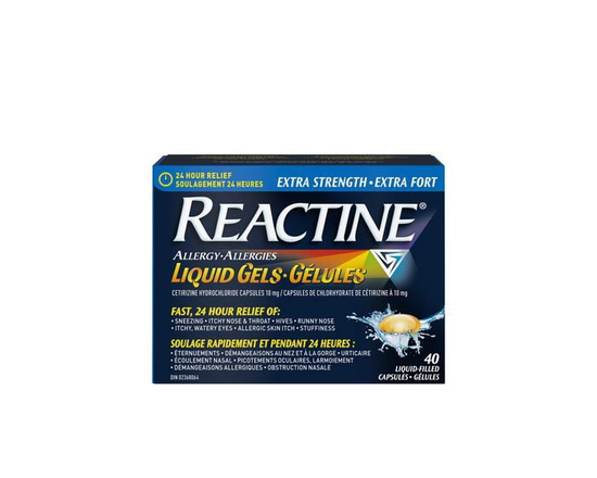 Reactine Extra Strength Antihistamine Liquid Gel Pills - 10mg Cetirizine Hydrochloride - Allergy Relief Medicine, 40 Count