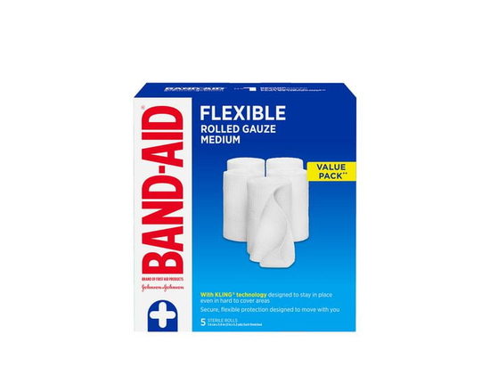 Band Aid Brand Flexible Secure Sterile Gauze Roll and Dressing for Minor Wound Care, Soft Padding and Instant Absorption, 3 Inches by 3.2 Yards, Value