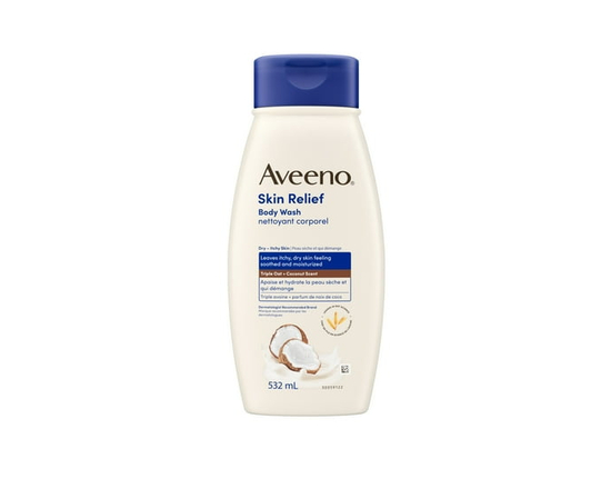 Aveeno Skin Relief Body Wash with a Gentle Coconut Scent & Triple Oat Formula, Daily Cleanser for Sensitive Skin Leaves Itchy, Dry Skin Feeling Soothe