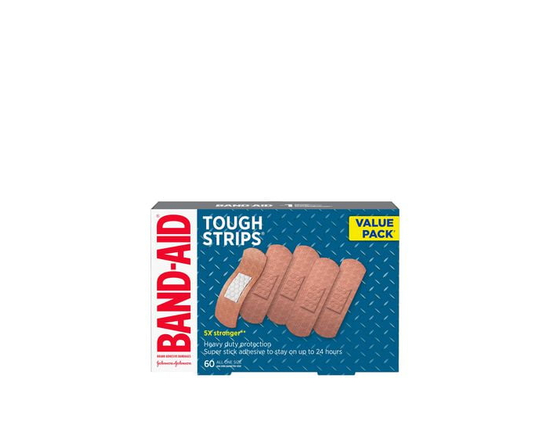 Pansements adhésifs Tough-Strips en bandes robustes de la marque Band-Aid, très grands, 60&nbsp;unités&nbsp;–&nbsp;Protection durable pour les coupure