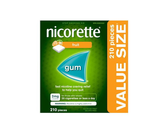Nicorette Fresh Fruit Gum, 2 mg, Quit Smoking, Nicotine Gum, Smoking Cessation Aid, NRT, Reduce Cravings, 210 pieces