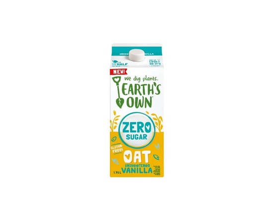 Earth's Own Gluten-Free, Zero Sugar Vanilla Oat Milk Alternative - 1.75 L