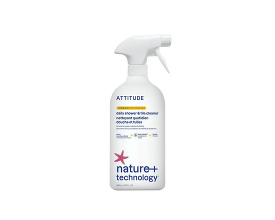 ATTITUDE Shower & Tile Cleaner spray, Natural Cleaner, Citrus Zest, 800ml - 800 mL