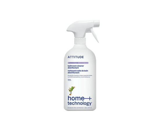 ATTITUDE home+ technology, Bathroom Cleaner Disinfectant 99.99%, Natural Cleaner, Thyme & Lavender Scent, 800ml - 800 ml