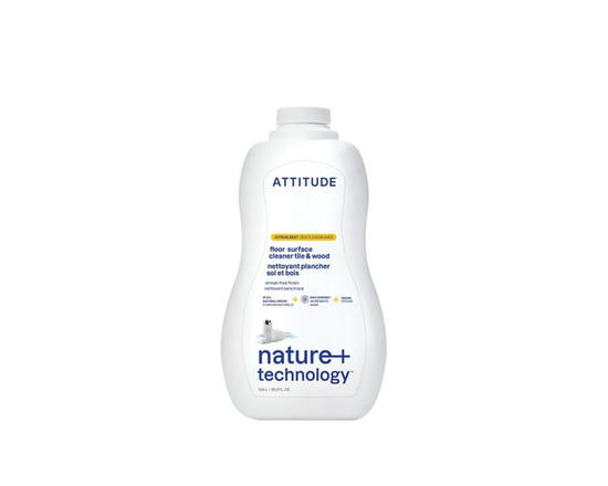 ATTITUDE nature+ technology, Natural Cleaner, Floor Surface Cleaner Tile & Wood, Citrus Zest, 1.04L