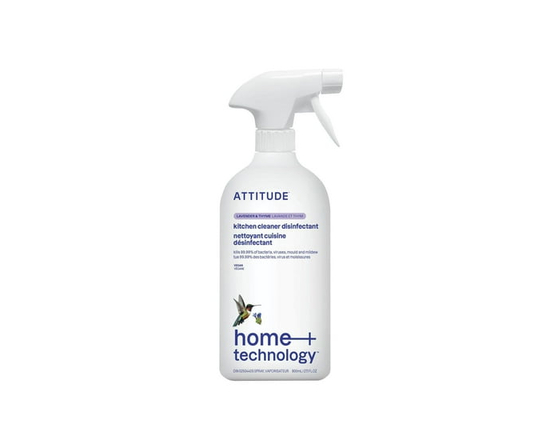 ATTITUDE home+ technology, Kitchen Cleaner Disinfectant 99.99%, Natural Cleaner, Lavender & Thyme Scent, 800ml