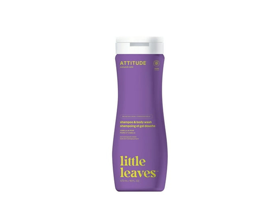 ATTITUDE little leaves, 2in1 Shampoo and Body Wash, Vanilla & Pear - 16 Fl Oz (Pack of 1)