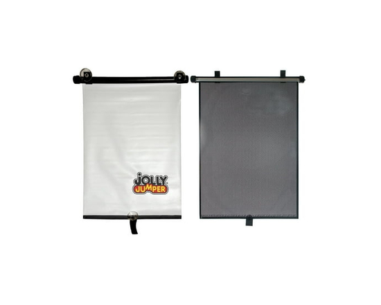 Jolly Jumper Sun Shade (2 Pack) Retractable Car Window Shades with Suction Cups & Clips UV Protection for Baby & Toddler Travel - inches