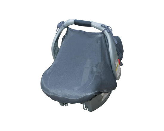 Jolly Jumper Solarsafe Infant Car Seat Net   Grey Mesh Cover with 85% UVB & 82% UVA Protection   Breathable Insect Shield with Adjustable Ties