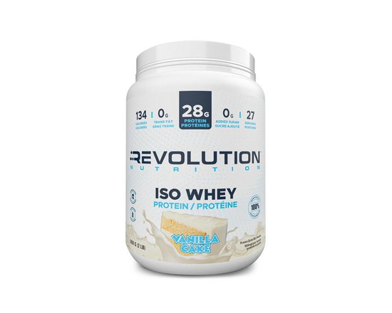 Revolution Nutrition, Iso Whey, Protein Powder 2LB, 28g Protein per Scoop, 27 Servings, Lean Muscle Formula, Low Carb, Gluten Free, 908g, Vanilla Cake