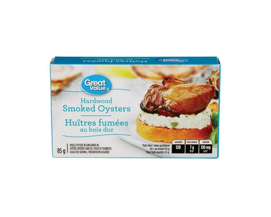 Great Value Hardwood Smoked Oysters in Sunflower Oil - 85 g
