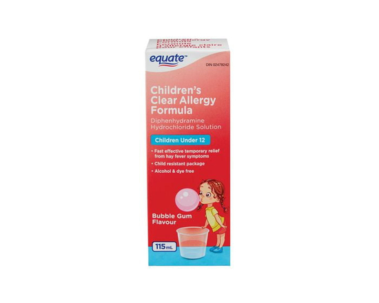 Equate Children’s Clear Allergy Formula, Diphenhydramine Hydrochloride Solution