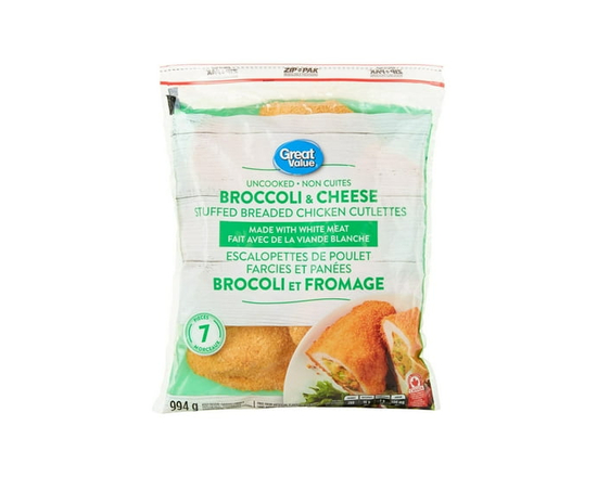 Great Value Broccoli & Cheese Stuffed Breaded Chicken Breast Cutlettes - 994 g