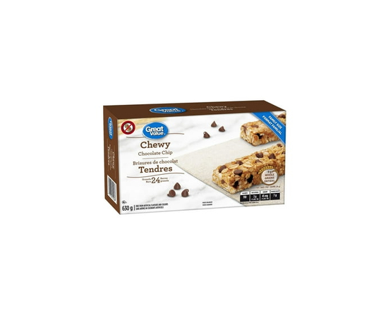 Great Value Barres Granola Tendres - Brisures de Chocolat - 630 g
