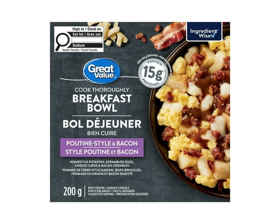 Bol déjeuner style poutine et bacon Great ValueMC - 200 g