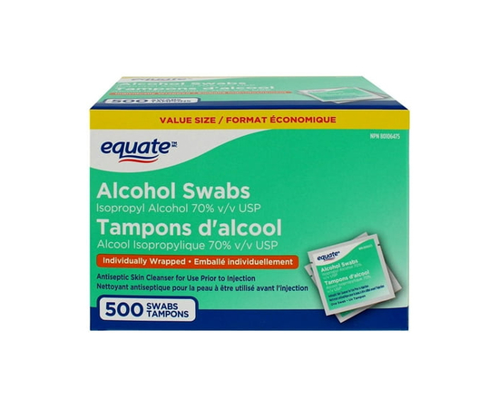 Equate Alcohol Swabs, Isopropyl Alcohol 70% V/V USP, Antiseptic skin cleanser, Value Size