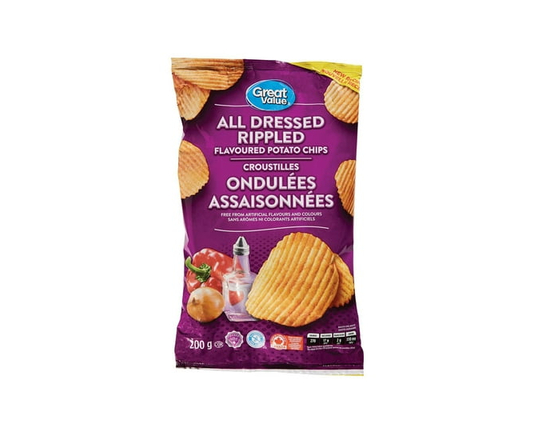 Great Value All Dressed Rippled Flavoured Potato Chips - 200 g