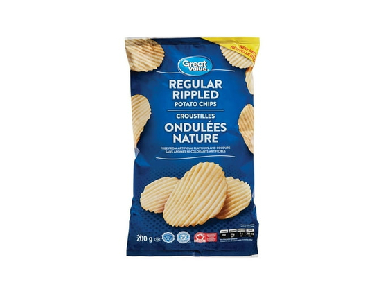 Great Value Regular Rippled Potato Chips - 200 g