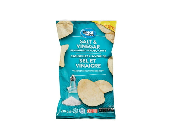 Great Value Salt & Vinegar Flavoured Potato Chips - 200 g