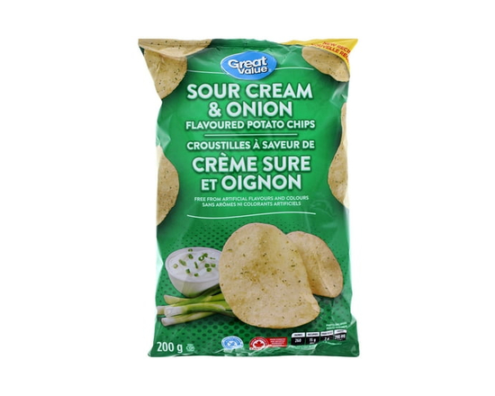 Great Value Sour Cream & Onion Flavoured Potato Chips - 200 g