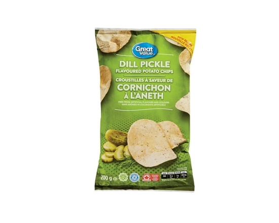 Great Value Dill Pickle Flavoured Potato Chips - 200 g