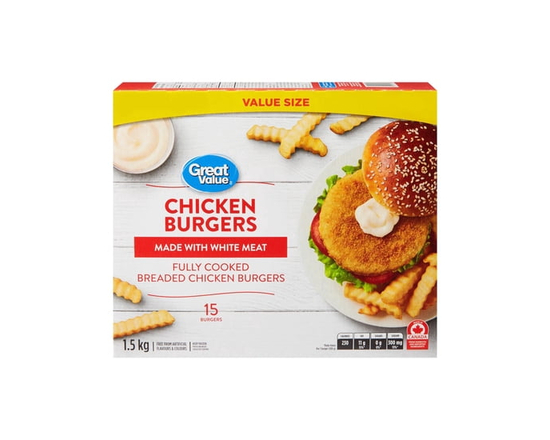 Great Value Chicken Burgers - 1.5 kg