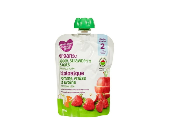 Parent’s Choice Organic Apple, Strawberry & Oats Baby Food Purée - 4 oz