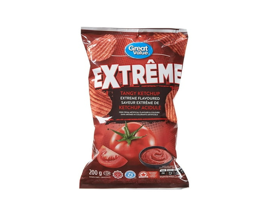 Great Value Tangy Ketchup Extreme Flavoured Rippled Chips - 200 g