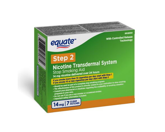 Equate Clear Step 2 Patches, Nicotine Transdermal Patch, 14mg, 7 Count