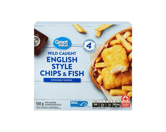 Great Value English-Style Chips and Fish, Frozen - 550 g