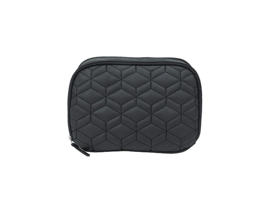 Equate Beauty Cosmetic Bag - Quilted Triangle Upright Double Zip Case