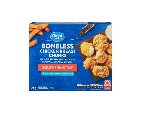 Morceaux de poitrine de poulet désossé style sud-ouest Great Value - 750 g