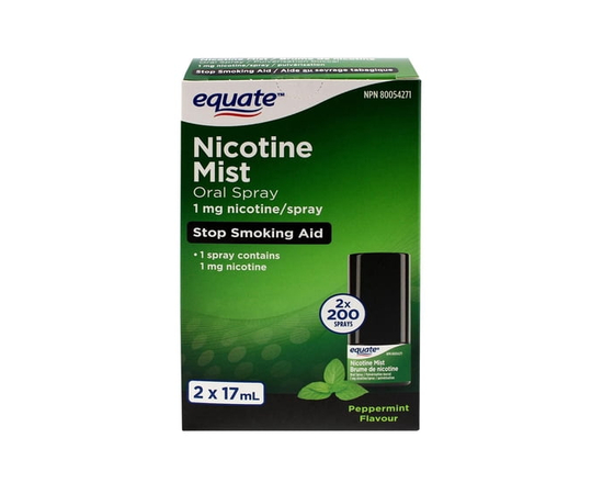 Equate Brume de Nicotine en Vaporisateur Buccal, Saveur de Menthe Poivrée - 200 Pulvérisations