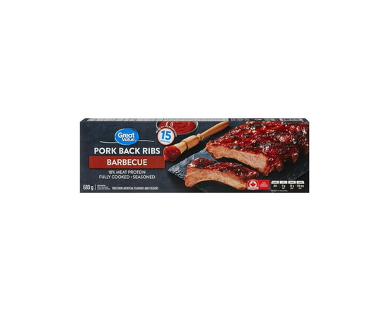 Great Value Barbecue Pork Back Ribs - 680 g