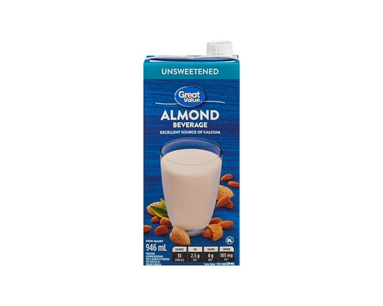 Great Value Fortified Almond Beverage, Unsweetened - 946 mL