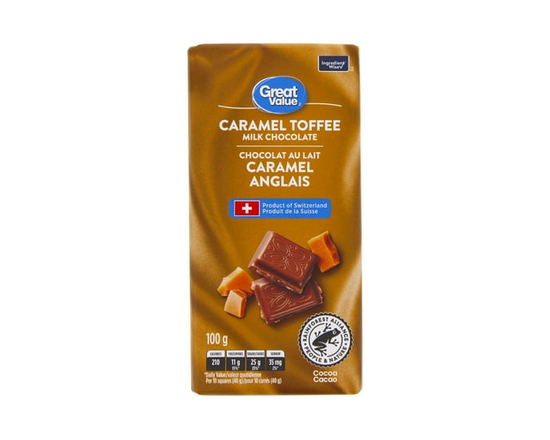 Great Value Caramel Toffee Milk Chocolate - 100 g