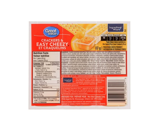 Great Value Crackers & Easy Cheezy - 29 g