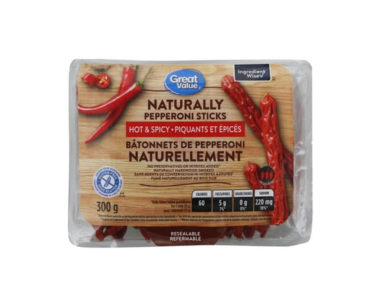 Great Value Naturally Hot & Spicy Pepperoni Sticks - 300 g