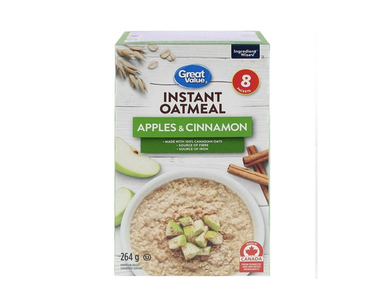 Great Value Apples & Cinnamon Instant Oatmeal - 264 g