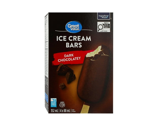 Great Value Dark Chocolatey Ice Cream Bars - 352ML