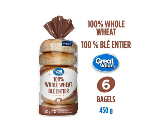 Great Value Whole Wheat Bagels