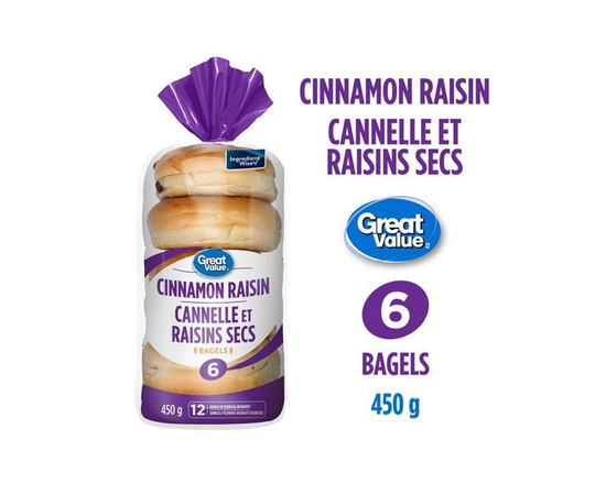 Great Value Cinnamon Raisin Bagels