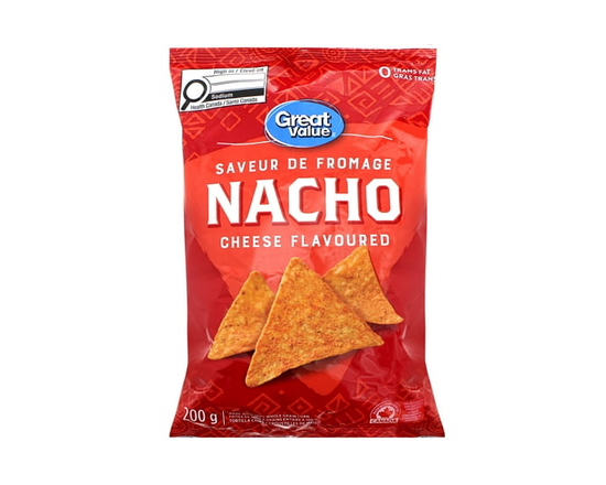 Great Value Nacho Cheese Flavoured Tortilla Chips - 200 g