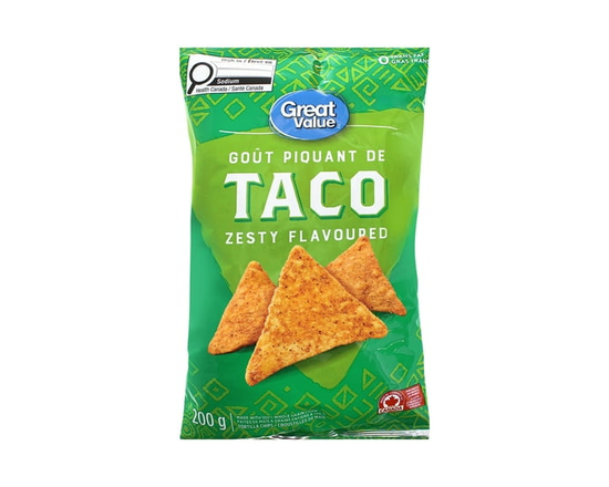 Great Value Taco Zesty Flavoured Tortilla Chips - 200 g