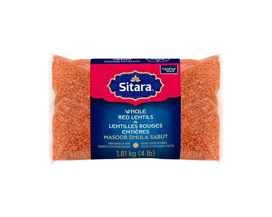 Sitara Whole Red Lentils - 4LB 1.8 kg - 4 lbs