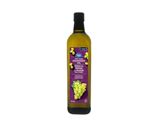 Great Value Huile de Pépins de Raisin 100 % Pure - 750 ml