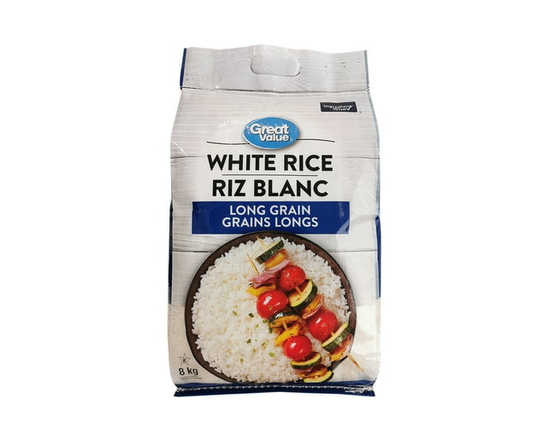 Great Value Riz Blanc à Longs Grains - 8 kg